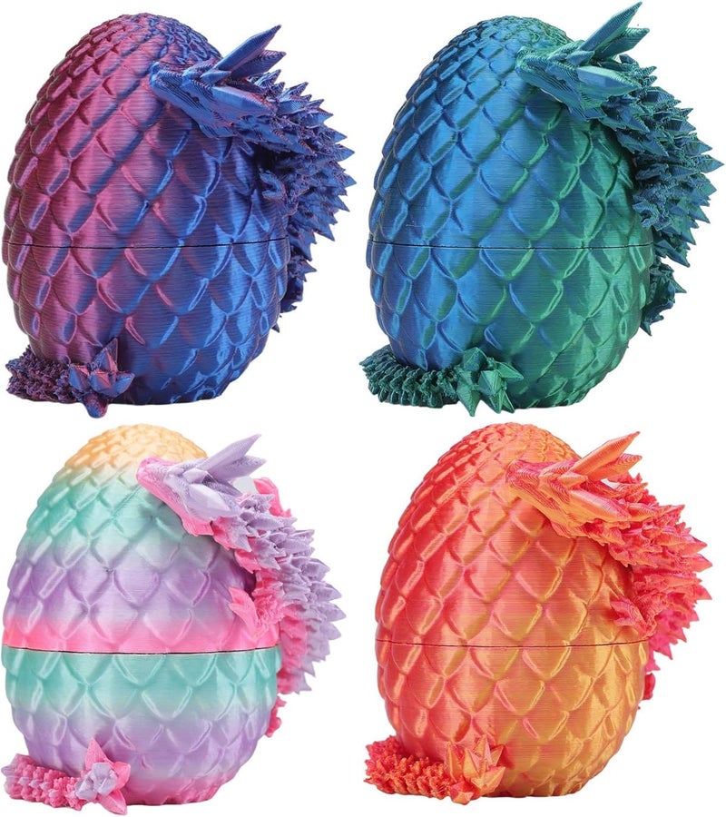 Rapean 3D Printed Dragon Eggs with Dragon Inside – Fantasy Tabletop Decor, 3D Printing Toys for Kids & Adults – Unique Desktop Decoration & Collectible – Christmas Ornament & Stocking Stuffers (4 Pack) - Image 1